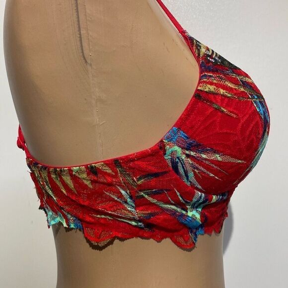 PINK Victoria's Secret Women's Red Floral Racerback Date Push Up Bra Size Small - Picture 7 of 10